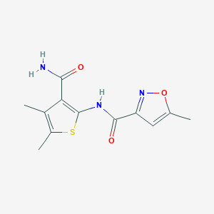 molecular formula C12H13N3O3S B4630853 N-(3-carbamoyl-4,5-dimethylthiophen-2-yl)-5-methyl-1,2-oxazole-3-carboxamide 