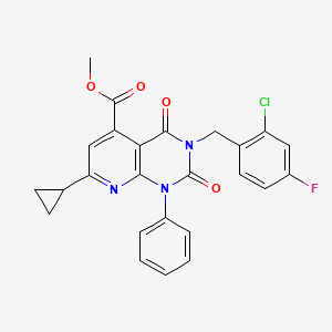 molecular formula C25H19ClFN3O4 B4631262 METHYL 3-[(2-CHLORO-4-FLUOROPHENYL)METHYL]-7-CYCLOPROPYL-2,4-DIOXO-1-PHENYL-1H,2H,3H,4H-PYRIDO[2,3-D]PYRIMIDINE-5-CARBOXYLATE 