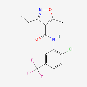molecular formula C14H12ClF3N2O2 B4631427 N-[2-CHLORO-5-(TRIFLUOROMETHYL)PHENYL]-3-ETHYL-5-METHYL-12-OXAZOLE-4-CARBOXAMIDE 