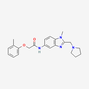 molecular formula C22H26N4O2 B4631559 N-{1-Methyl-2-[(pyrrolidin-1-YL)methyl]-1H-1,3-benzodiazol-5-YL}-2-(2-methylphenoxy)acetamide 