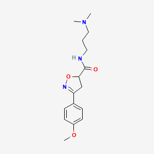 molecular formula C16H23N3O3 B4631613 N~5~-[3-(DIMETHYLAMINO)PROPYL]-3-(4-METHOXYPHENYL)-4,5-DIHYDRO-5-ISOXAZOLECARBOXAMIDE 