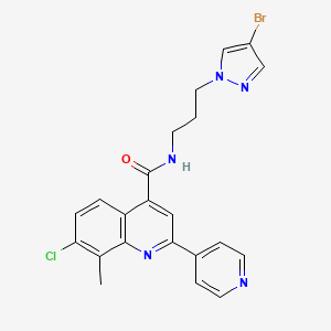 molecular formula C22H19BrClN5O B4631728 N-[3-(4-bromo-1H-pyrazol-1-yl)propyl]-7-chloro-8-methyl-2-(4-pyridinyl)-4-quinolinecarboxamide 