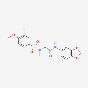 molecular formula C18H20N2O6S B4631741 N-1,3-benzodioxol-5-yl-N~2~-[(4-methoxy-3-methylphenyl)sulfonyl]-N~2~-methylglycinamide 