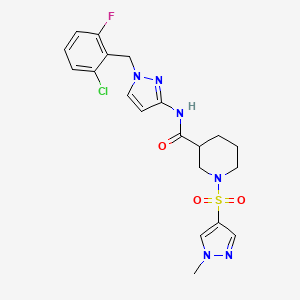molecular formula C20H22ClFN6O3S B4631902 N-[1-(2-chloro-6-fluorobenzyl)-1H-pyrazol-3-yl]-1-[(1-methyl-1H-pyrazol-4-yl)sulfonyl]-3-piperidinecarboxamide 