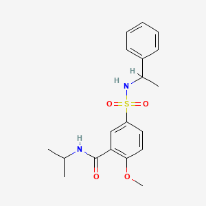 molecular formula C19H24N2O4S B4631910 N-isopropyl-2-methoxy-5-{[(1-phenylethyl)amino]sulfonyl}benzamide 