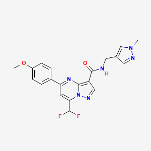 molecular formula C20H18F2N6O2 B4632032 7-(DIFLUOROMETHYL)-5-(4-METHOXYPHENYL)-N~3~-[(1-METHYL-1H-PYRAZOL-4-YL)METHYL]PYRAZOLO[1,5-A]PYRIMIDINE-3-CARBOXAMIDE 