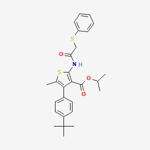 molecular formula C27H31NO3S2 B4632373 isopropyl 4-(4-tert-butylphenyl)-5-methyl-2-{[(phenylthio)acetyl]amino}-3-thiophenecarboxylate 