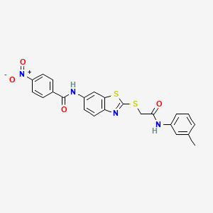 molecular formula C23H18N4O4S2 B4632396 N-[2-({2-[(3-methylphenyl)amino]-2-oxoethyl}thio)-1,3-benzothiazol-6-yl]-4-nitrobenzamide 