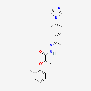 molecular formula C21H22N4O2 B4632627 N'-{(1E)-1-[4-(1H-imidazol-1-yl)phenyl]ethylidene}-2-(2-methylphenoxy)propanehydrazide 