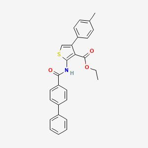 molecular formula C27H23NO3S B4632758 ethyl 2-[(4-biphenylylcarbonyl)amino]-4-(4-methylphenyl)-3-thiophenecarboxylate 