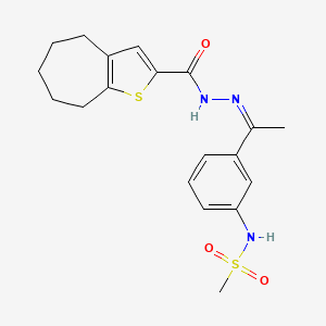 molecular formula C19H23N3O3S2 B4632982 N-{3-[N-(5,6,7,8-tetrahydro-4H-cyclohepta[b]thien-2-ylcarbonyl)ethanehydrazonoyl]phenyl}methanesulfonamide 