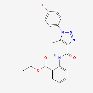 molecular formula C19H17FN4O3 B4633012 ethyl 2-({[1-(4-fluorophenyl)-5-methyl-1H-1,2,3-triazol-4-yl]carbonyl}amino)benzoate 