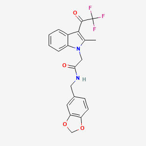 molecular formula C21H17F3N2O4 B4633093 N-[(2H-1,3-BENZODIOXOL-5-YL)METHYL]-2-[2-METHYL-3-(2,2,2-TRIFLUOROACETYL)-1H-INDOL-1-YL]ACETAMIDE 