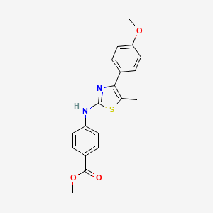molecular formula C19H18N2O3S B4633564 methyl 4-{[4-(4-methoxyphenyl)-5-methyl-1,3-thiazol-2-yl]amino}benzoate 