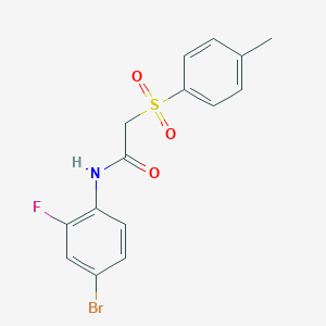 molecular formula C15H13BrFNO3S B4633572 N-(4-bromo-2-fluorophenyl)-2-[(4-methylphenyl)sulfonyl]acetamide 