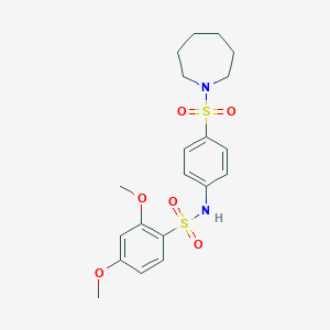 molecular formula C20H26N2O6S2 B4633815 N-[4-(1-azepanylsulfonyl)phenyl]-2,4-dimethoxybenzenesulfonamide 