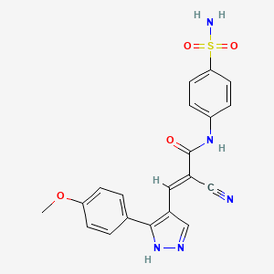 molecular formula C20H17N5O4S B4633898 N-[4-(aminosulfonyl)phenyl]-2-cyano-3-[3-(4-methoxyphenyl)-1H-pyrazol-4-yl]acrylamide 