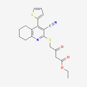 molecular formula C20H20N2O3S2 B4634120 Ethyl 4-{[3-cyano-4-(thiophen-2-yl)-5,6,7,8-tetrahydroquinolin-2-yl]sulfanyl}-3-oxobutanoate 