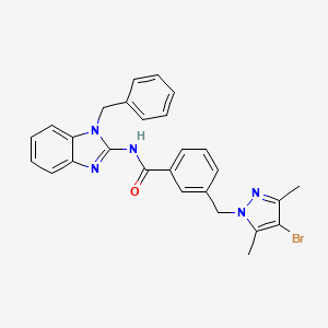 molecular formula C27H24BrN5O B4634193 N-(1-BENZYL-1H-1,3-BENZIMIDAZOL-2-YL)-3-[(4-BROMO-3,5-DIMETHYL-1H-PYRAZOL-1-YL)METHYL]BENZAMIDE 