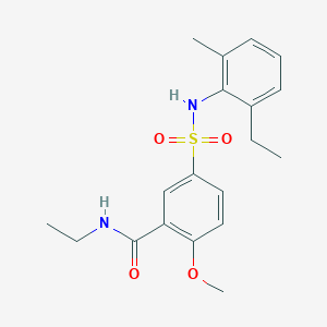 molecular formula C19H24N2O4S B4634436 N-ethyl-5-{[(2-ethyl-6-methylphenyl)amino]sulfonyl}-2-methoxybenzamide 
