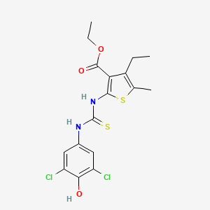 molecular formula C17H18Cl2N2O3S2 B4634628 ethyl 2-({[(3,5-dichloro-4-hydroxyphenyl)amino]carbonothioyl}amino)-4-ethyl-5-methyl-3-thiophenecarboxylate 