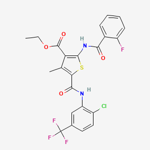 molecular formula C23H17ClF4N2O4S B4634887 Ethyl 5-{[2-chloro-5-(trifluoromethyl)phenyl]carbamoyl}-2-(2-fluorobenzamido)-4-methylthiophene-3-carboxylate 
