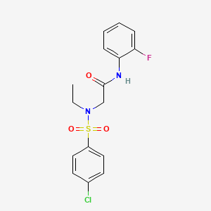 molecular formula C16H16ClFN2O3S B4634957 N~2~-[(4-chlorophenyl)sulfonyl]-N~2~-ethyl-N-(2-fluorophenyl)glycinamide 