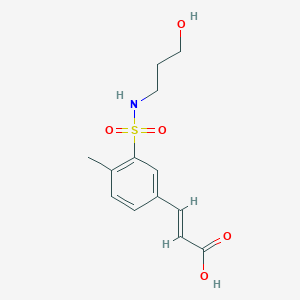molecular formula C13H17NO5S B4635005 3-(3-{[(3-hydroxypropyl)amino]sulfonyl}-4-methylphenyl)acrylic acid 