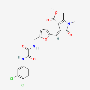 molecular formula C22H19Cl2N3O6 B4635154 METHYL 4-{(E)-1-[5-({[2-(3,4-DICHLOROANILINO)-2-OXOACETYL]AMINO}METHYL)-2-FURYL]METHYLIDENE}-1,2-DIMETHYL-5-OXO-4,5-DIHYDRO-1H-PYRROLE-3-CARBOXYLATE 