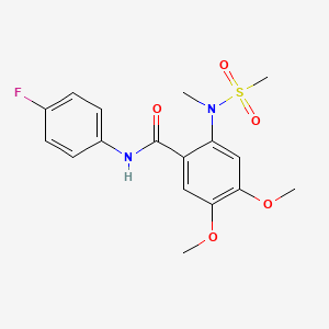 molecular formula C17H19FN2O5S B4635178 N-(4-fluorophenyl)-4,5-dimethoxy-2-[methyl(methylsulfonyl)amino]benzamide 