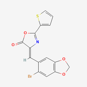 molecular formula C15H8BrNO4S B4635250 4-[(6-bromo-1,3-benzodioxol-5-yl)methylene]-2-(2-thienyl)-1,3-oxazol-5(4H)-one 