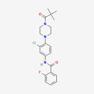 molecular formula C22H25ClFN3O2 B4635407 N-{3-chloro-4-[4-(2,2-dimethylpropanoyl)piperazin-1-yl]phenyl}-2-fluorobenzamide 
