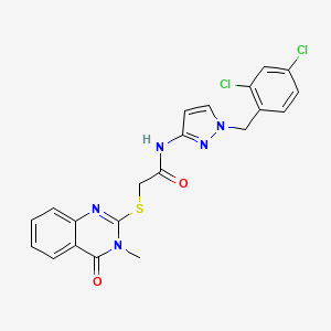 molecular formula C21H17Cl2N5O2S B4635443 N-[1-(2,4-DICHLOROBENZYL)-1H-PYRAZOL-3-YL]-2-[(3-METHYL-4-OXO-3,4-DIHYDRO-2-QUINAZOLINYL)SULFANYL]ACETAMIDE 