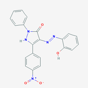molecular formula C21H15N5O4 B463552 (4E)-4-[2-(2-hydroxyphenyl)hydrazinylidene]-5-(4-nitrophenyl)-2-phenyl-2,4-dihydro-3H-pyrazol-3-one 