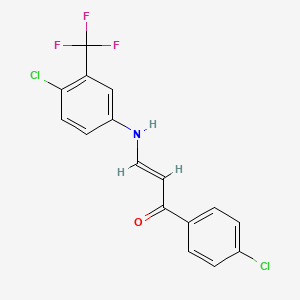 molecular formula C16H10Cl2F3NO B4635586 (2E)-1-(4-chlorophenyl)-3-{[4-chloro-3-(trifluoromethyl)phenyl]amino}prop-2-en-1-one 