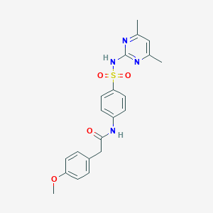 molecular formula C21H22N4O4S B463575 N-(4-{[(4,6-dimethyl-2-pyrimidinyl)amino]sulfonyl}phenyl)-2-(4-methoxyphenyl)acetamide 