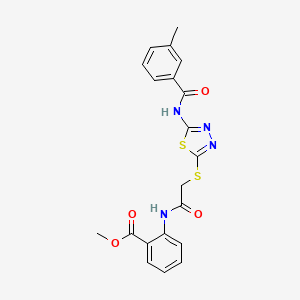 molecular formula C20H18N4O4S2 B4636131 Methyl 2-({[(5-{[(3-methylphenyl)carbonyl]amino}-1,3,4-thiadiazol-2-yl)sulfanyl]acetyl}amino)benzoate 