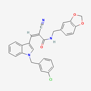 molecular formula C27H20ClN3O3 B4636829 N-(1,3-benzodioxol-5-ylmethyl)-3-[1-(3-chlorobenzyl)-1H-indol-3-yl]-2-cyanoacrylamide 