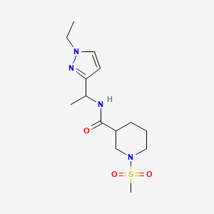 molecular formula C14H24N4O3S B4636906 N~3~-[1-(1-ETHYL-1H-PYRAZOL-3-YL)ETHYL]-1-(METHYLSULFONYL)-3-PIPERIDINECARBOXAMIDE 