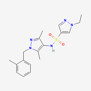 molecular formula C18H23N5O2S B4637231 N~4~-[3,5-DIMETHYL-1-(2-METHYLBENZYL)-1H-PYRAZOL-4-YL]-1-ETHYL-1H-PYRAZOLE-4-SULFONAMIDE 