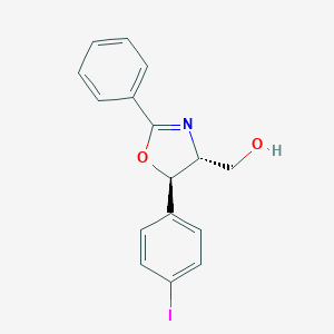 molecular formula C16H14INO2 B046373 ((4R,5R)-5-(4-Iodophenyl)-2-phenyl-4,5-dihydrooxazol-4-yl)methanol CAS No. 927689-68-7