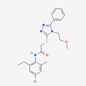 molecular formula C22H25BrN4O2S B4637517 N-(4-bromo-2-ethyl-6-methylphenyl)-2-{[4-(2-methoxyethyl)-5-phenyl-4H-1,2,4-triazol-3-yl]thio}acetamide 