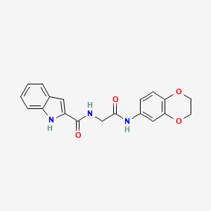 molecular formula C19H17N3O4 B4637552 N-[2-(2,3-dihydro-1,4-benzodioxin-6-ylamino)-2-oxoethyl]-1H-indole-2-carboxamide 