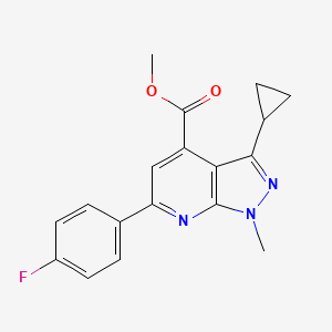molecular formula C18H16FN3O2 B4637685 methyl 3-cyclopropyl-6-(4-fluorophenyl)-1-methyl-1H-pyrazolo[3,4-b]pyridine-4-carboxylate 
