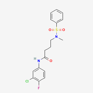 molecular formula C17H18ClFN2O3S B4637988 N-(3-chloro-4-fluorophenyl)-4-[methyl(phenylsulfonyl)amino]butanamide 