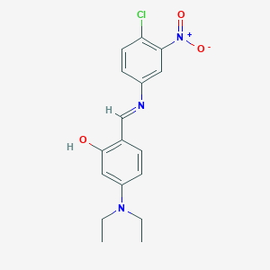 molecular formula C17H18ClN3O3 B463799 2-[(E)-[(4-CHLORO-3-NITROPHENYL)IMINO]METHYL]-5-(DIETHYLAMINO)PHENOL 