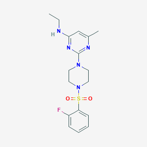 molecular formula C17H22FN5O2S B4638037 N-Ethyl-2-[4-(2-fluorobenzenesulfonyl)piperazin-1-YL]-6-methylpyrimidin-4-amine 