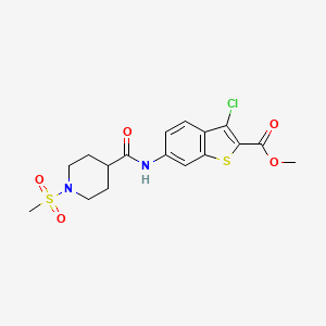 molecular formula C17H19ClN2O5S2 B4638194 METHYL 3-CHLORO-6-({[1-(METHYLSULFONYL)-4-PIPERIDYL]CARBONYL}AMINO)-1-BENZOTHIOPHENE-2-CARBOXYLATE 