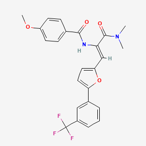 molecular formula C24H21F3N2O4 B4638288 N-[(1Z)-3-(dimethylamino)-3-oxo-1-{5-[3-(trifluoromethyl)phenyl]furan-2-yl}prop-1-en-2-yl]-4-methoxybenzamide 