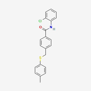 molecular formula C21H18ClNOS B4638325 N-(2-chlorophenyl)-4-{[(4-methylphenyl)thio]methyl}benzamide 